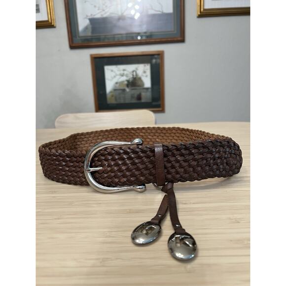 Michael Kors Brown Braided Belt with MK Charms Women's Size Medium - Picture 1 of 5